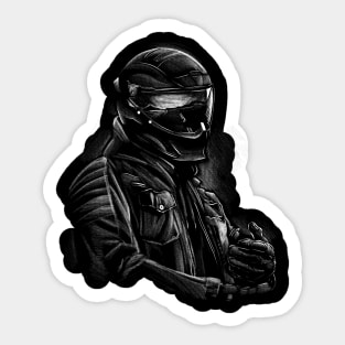 Helmeted Rider: A Glimpse into the Biker's World Sticker